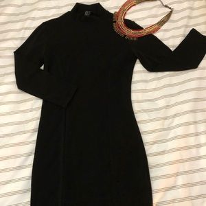 Black turtleneck bodycon dress
